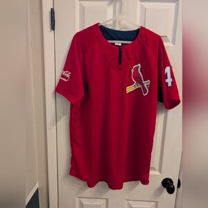St. Louis Cardinals XL Baseball Quarter-Zip Jersey #4 Yadier Molina Red MLB